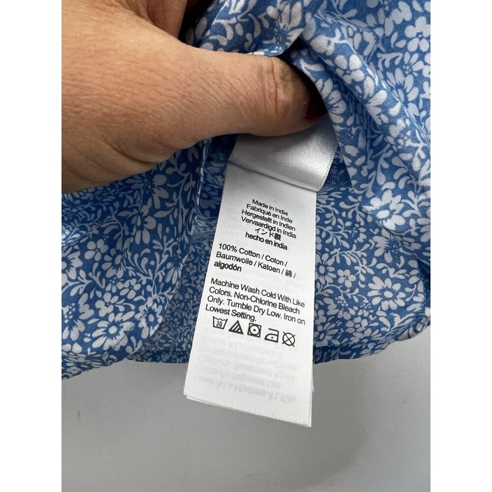 J.Crew Blue Cotton Floral Squareneck Ruffle Top peasant Cottage Core Cottagecore - Picture 8 of 12